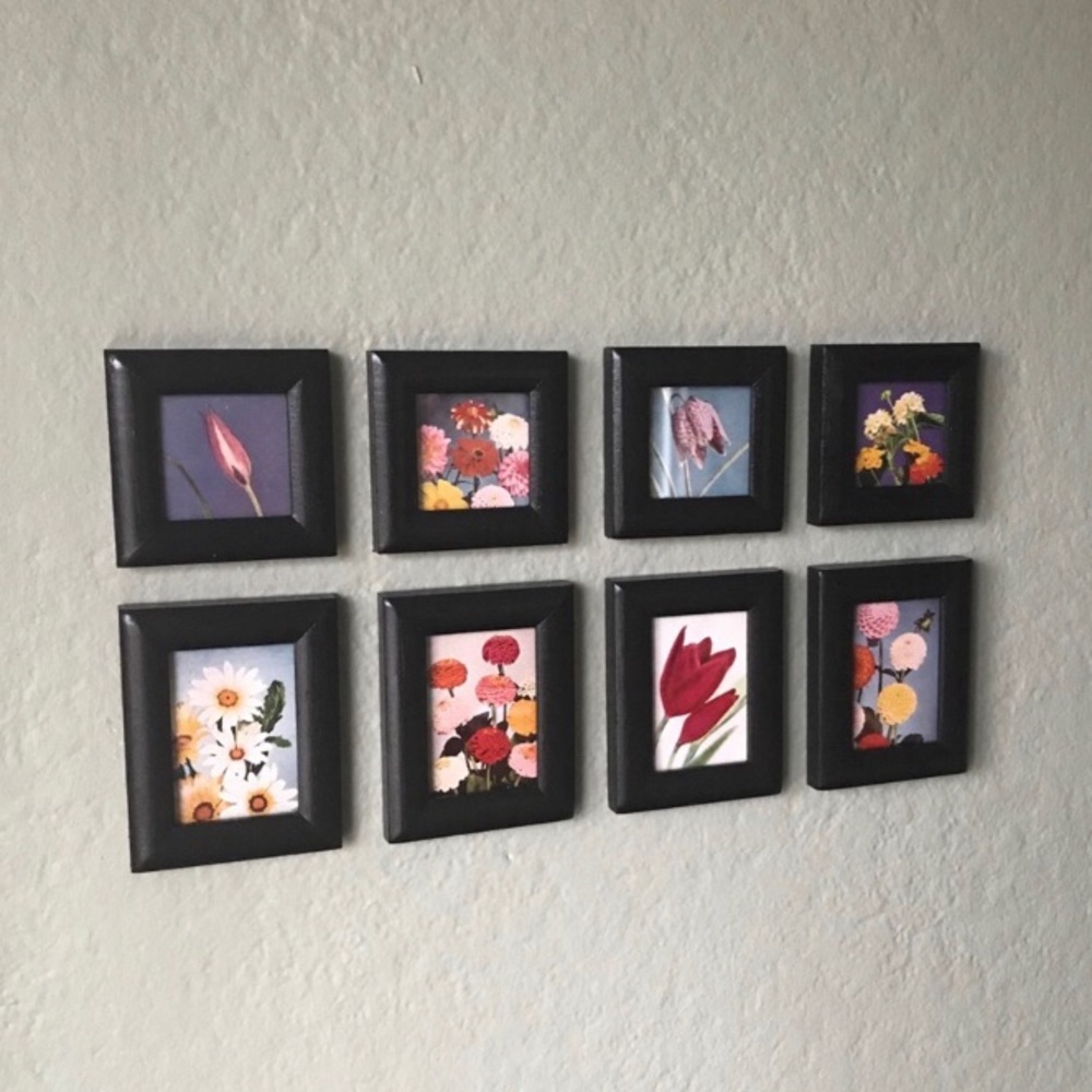 Vintage Framed Flower Ephemera Mini Wall Decor Set